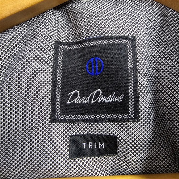 David‎ Donahue Shirt Mens 18 (34/35) Gray Trim Button Up Long Sleeve Office - Picture 7 of 14